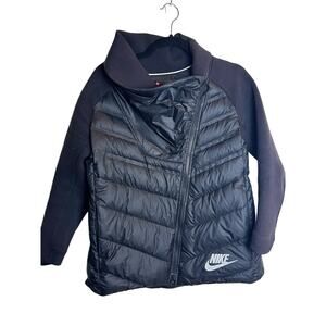 Nike Women's Puffer Black Jacket Size Medium Versatile Collar Goose Down